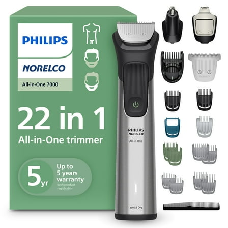 Philips Norelco All-In-One 7000 Series 22 In 1 Trimmer For Men For Face, Hair & Body, Premium Precision Comb, Full Metal Self-Sharpening Blades & 25 Length Settings, MG7965/49