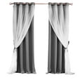 thumbnail image 4 of Dark Gray Blackout Curtains with Sheer Overlay Mix and Match Double Layer Thermal Insulated Window Panels 84 inch Drapes Grommet Top 52"Wx84"L, 4 of 6