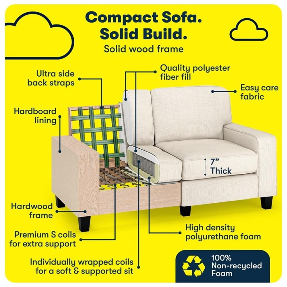 Bowery Hill 61" Track Arm Sofa Loveseat with Removable Covers Buckwheat