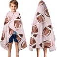 thumbnail image 3 of Pink Footballs with Bows Pattern Hooded Bath Towel，50"x30" for Ages 3 To 12 Kids, Quick Dry Lightweight Soft Microfiber Hood Beach Towel Cover Up for Kids, 3 of 7