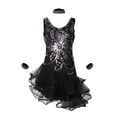 thumbnail image 1 of Falda de baile de malla de lentejuelas con lentejuelas sexy L Negro Sunnimix Vestido de baile, 1 of 8
