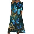 thumbnail image 2 of Robes pour Femmes 2024 Été Surdimensionnée Décontractée à Manches Courtes à Col en V Robe Imprimée Robe Ample Rabais de 50 % Liquidation!, 2 of 5