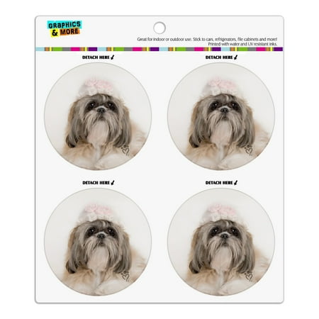 

Shih Tzu Dog Precious Knit Hat Refrigerator Fridge Locker Vinyl Circle Magnet Set