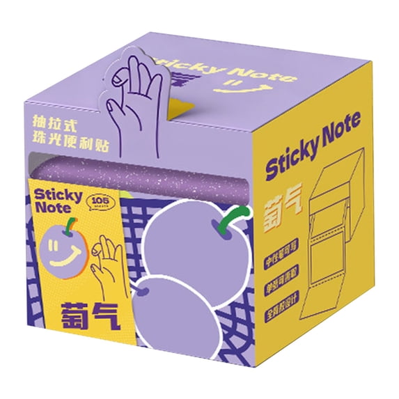 olkpmnmk 1Pc Sticky Notes, Glittery Full Adhesive Sticker Notes with Cute Box, Cartoon Pull-out Pearlescent Sticky Notes, Portable Pull Design Sticky Notes for Office Classroom Essentials