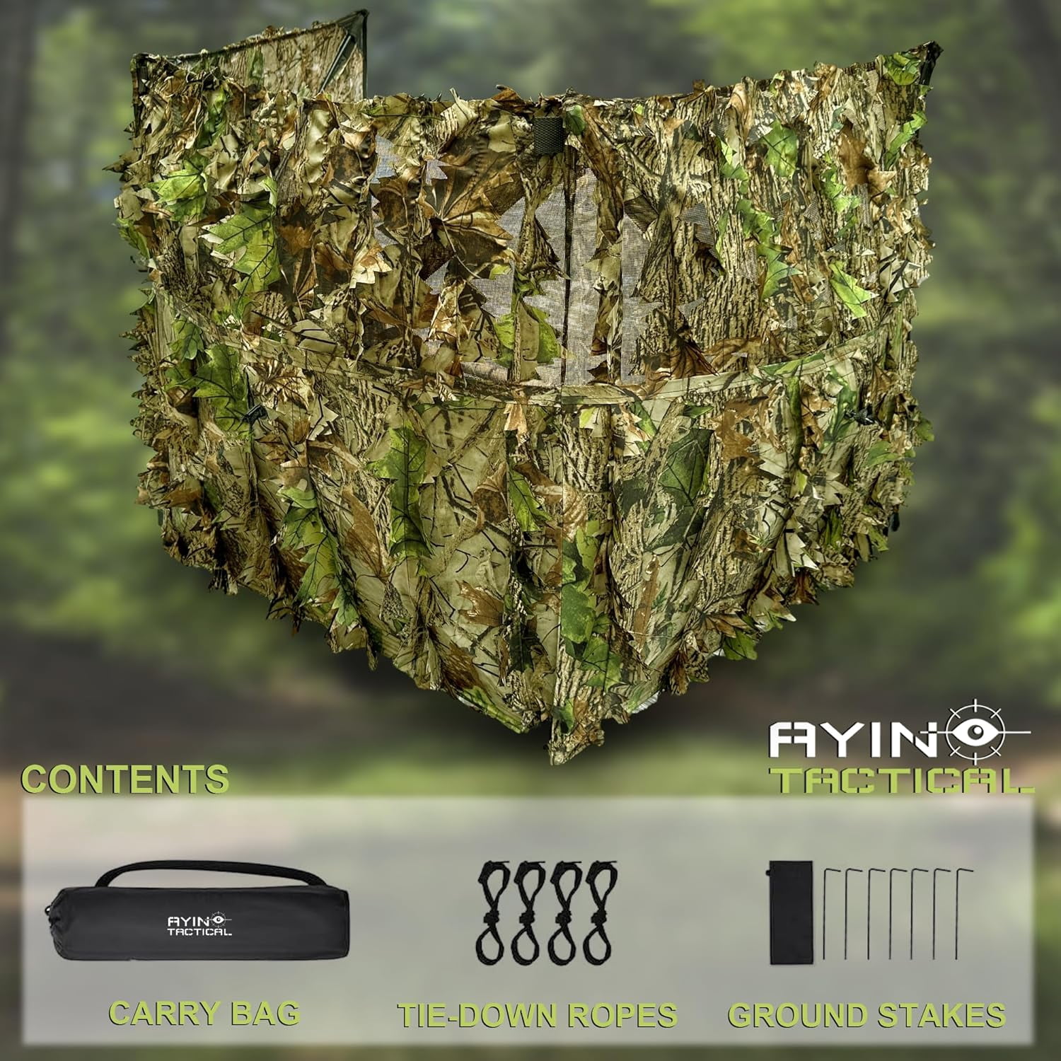 AYIN 3D Leaf Hunting Ground Blind, Portable 3-Panel Stalking Wall