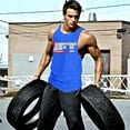thumbnail image 2 of Men Gym Singlet Tank Top shirt Stringer Bodybuilding Muscle Fitness Vest (Blue, XX-Large), 2 of 7