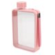 thumbnail image 2 of Botella de agua plana de plástico a prueba de fugas, transparente, cuadrada, portátil, tamaño A5, 380 ml, color rosa, 2 of 14