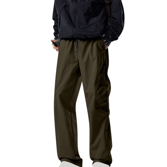 Tumotour Outdoor Hiking Pants For Men Baggy Cargo High Waist Wide Leg Pants Trendy Casual Parachute Pant Loose Fit Harem Joggers With Pockets