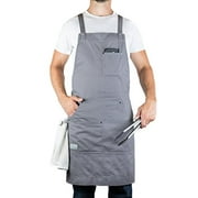 Hudson Durable Goods - Professional Grade Chef Apron for Kitchen, BBQ, and Grill (Grey) with Towel Loop   Tool Pockets   Quick Release Buckle, Adjustable M to XXL