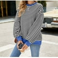 thumbnail image 3 of Womens Striped Oversized Sweatshirt Color Block Crew Neck Long Sleeve Casual Loose Color Block Pullover Top Y2K Clothes, 3 of 5