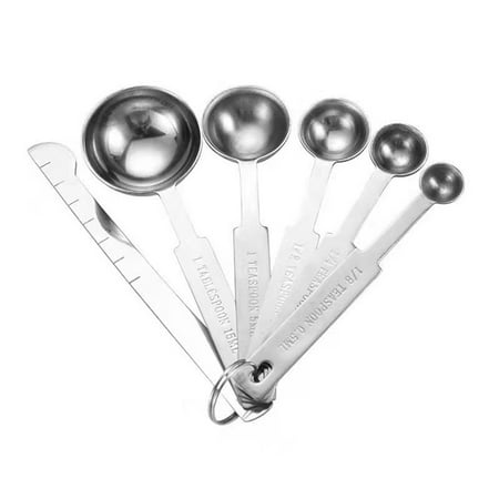 

304 Stainless Steel Measuring Spoon Seasoning Measuring Spoon Scale Seasoning Spoon Round Measuring Spoon 6-Piece Set