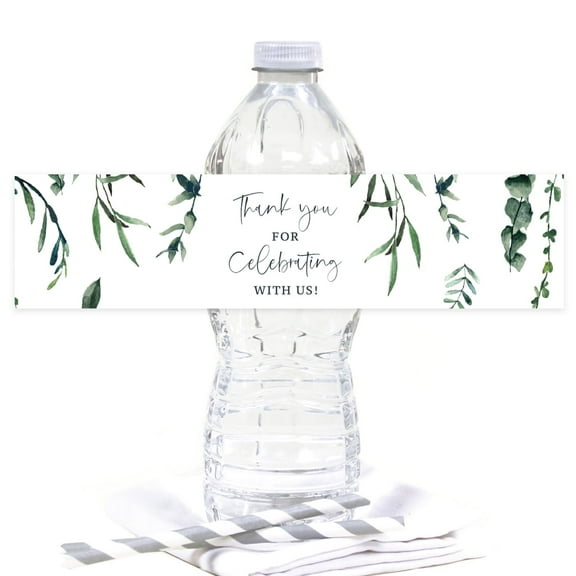 Koyal Wholesale Snowy Woodland Forest Watercolor Wedding, Water Bottle Sticker, Thanks for Celebrating with Us, 20-Pk