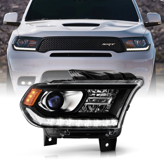 2016-2020 Dodge Durango Haloge Black Trim LED DRL Projector Headlight-Passenger