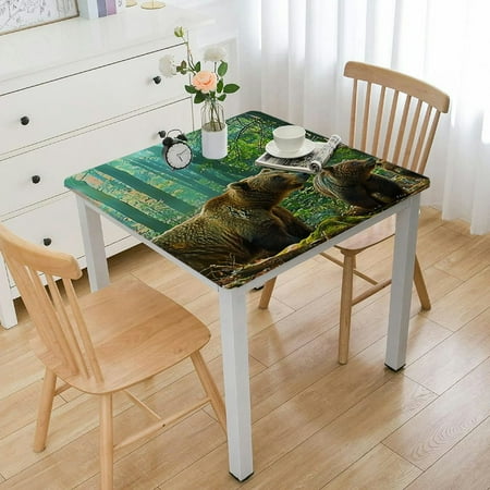

QCPP Bears Woods Wildlife Square Table Cover for Picnic Dining Kitchen Farmhouse 100% Polyester Fiber 36*36