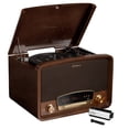 thumbnail image 1 of Electrohome Kingston 7-in-1 Vintage Vinyl Record Player - 3-Speed Turntable Bluetooth AM/FM Radio CD Aux In RCA/Headphone Out Vinyl/CD to MP3 Recording & USB Playback with Vinyl Record Cleaning Kit, 1 of 8