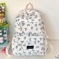 thumbnail image 3 of HUISZJ Bow Print School Backpack, Creative Preppy College Backpack, Middle School Bag for Travel Commute Work (Blue), 3 of 10