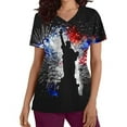 thumbnail image 5 of Gamivast Scrubs for Women Patriotic Star Print V-Neck Short Sleeve Nursing Scrubs with Pockets Quick Dry Moisture Wicking Scrub Tops Nursing Uniform, 5 of 5
