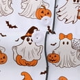 thumbnail image 5 of CUZIBR Girls Halloween Pajamas Sets Soft Comfortable Ghost Pumpkin Lapel Button Short Sleeve Shirt Elastic Waist Shorts 2 Pieces Sleep Loungewear Relaxed Sleepwear Outfits,White-A,5-6 Years, 5 of 9