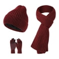 thumbnail image 1 of Conjunto de tres piezas de gorro, bufanda y guantes de punto, conjunto de punto grueso y cálido para otoño e invierno para hombre y mujer., 1 of 4