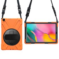 XYX Case for Samsung Galaxy Tab A 10.1 2019 SM-T510/SM-T515 with 360 Degree Rotating, Hand Strap, Shoulder Strap, Orange
