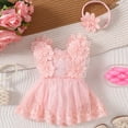 thumbnail image 2 of Baby Onesies Girl Baby Girl Lace Romper Dress Floral Lace Outfits Summer Toddler Clothes Jumpsuit with Headband, 2 of 6