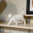 thumbnail image 2 of Geometric Knick Knacks Cat Statue - Modern Resin Sculpture for Home Decor Minimalist Bookshelf Desk Figurine Small White Trinkets for Shelf Decor Office Decoration Accent 6x5x1.6 Inches, 2 of 4