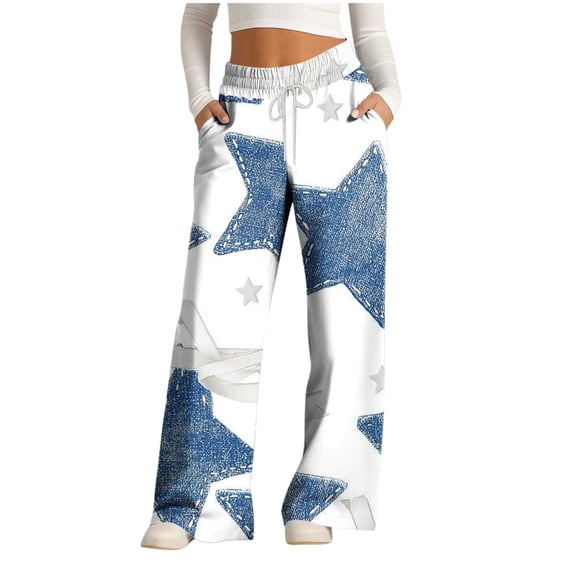 Pants for Women,Women's Wide Leg Jeans High Waisted Straight Leg Loose Stretchy Denim Pants Baggy Faux Jean with Pockets