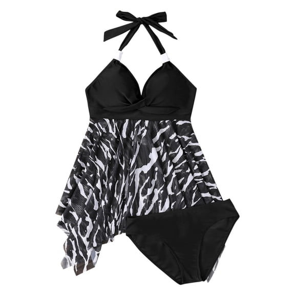 QNANSPI Swimsuit Sets for Women, Womens Swimsuits 2 piece, Womens Plus Size Casual Print Bikini Set 2 Piece Swimsuit for Women
