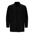 thumbnail image 4 of Men's Shirts Men's Solid Cotton Linen Turn Down Collar Shirts Long Sleeve Hippie Casual Beach T Shirts Lightweight Breathable Mens Linen Shirt Black XXXXL, 4 of 7