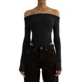 thumbnail image 1 of xiaxaixu Women Romper, Long Sleeve Off Shoulder See Through Solid Color Spring Summer Bodysuit Jumpsuit, 1 of 9