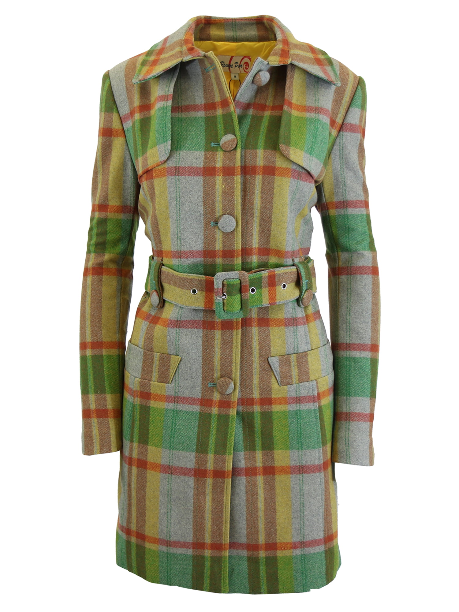 Women?s Wool Plaid Trench Coat Jacket With Belt - SLIM-FIT DESIGN ...