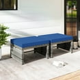 thumbnail image 2 of Costway Patio Ottomans Set of 2 PE Rattan Footstools with Removable Cushions & Metal Frame Navy, 2 of 9
