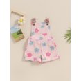 thumbnail image 3 of Kids Little Girls Overalls 6 12 18 24 Months 2T 3T 4T 5T 6T Shorts Floral Print Pocket Front Sleeveless Suspender Jumpsuit with Adjustable Shoulder Strap, 3 of 9