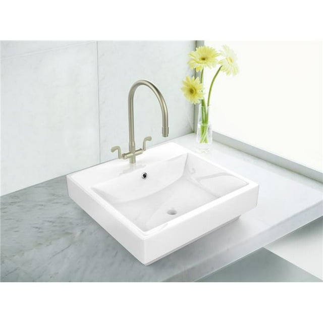 American Imaginations AI-22407 20.5 in. Rectangle Above Counter White Vessel Set for 1 Hole Center Faucet