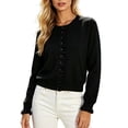 thumbnail image 2 of Vmvidoty 2026 Womens Cropped Cardigan Sweaters Trendy Lightweight Shrugs Button Up Long Sleeve Knit Tops Black M, 2 of 7