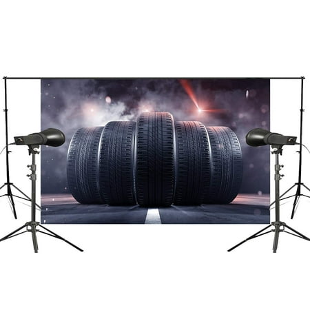 Image of ABPHOTO Polyester Creative Advertising Background Five Tires are Ready to Sprint Forward Backdrop Studio Props Wall 5x7ft