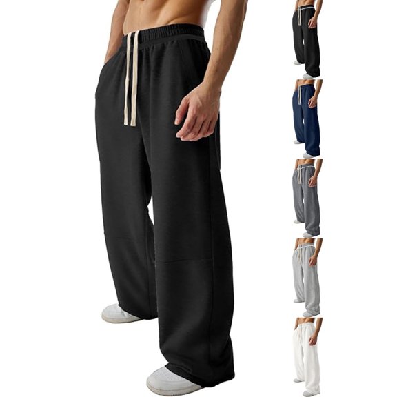 Men's Straight Fit Pants Textured Waist Drawstring Elastic Waist Sweatpants Prom Night Formal