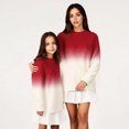 thumbnail image 2 of GPOECD Automne Hiver Chandail-Over Assorti pour la Famille Col Rond Manches Longues Chandail Chaud Doux Confortable Rouge, Enfants-110, 2 of 5