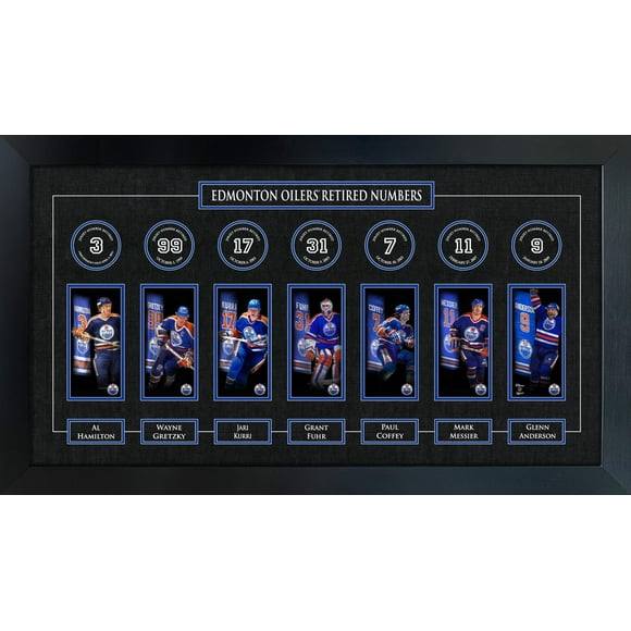 Edmonton Oilers Framed Retired Jerseys Banners