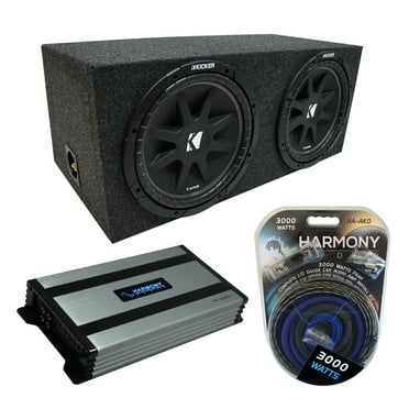 Car Stereo Rearfire Sealed Dual 12 Kicker Comp C12 Sub Box HA-A800.1 Amp