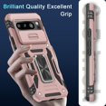 thumbnail image 5 of KOMI Case for Google Pixel 9 Pro XL with Slide Camera Cover+Screen Protector (1 Pack), Rotated Ring Kickstand Military Grade Shockproof Heavy Duty Protective Cover Rose Gold, 5 of 5