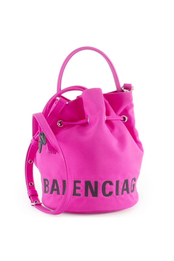 Pre-Owned Balenciaga Wheel XS Drawstring Bucket Shoulder Bag 619458 Nylon Pink... (Good)
