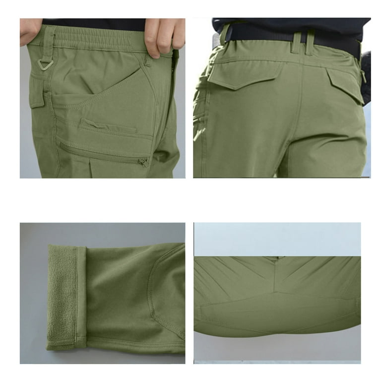 Men's Fleece Lined Tactical Cargo Pants - Insulated Waterproof