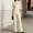 Apricot, variant on Women's Elegant Solid Color 3 Piece Formal Set – Sheer Puff Sleeve Top with Camisole Lining & High Waisted Pants Black,XXL