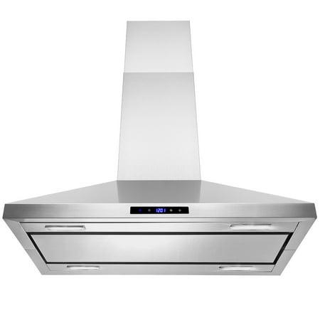 AKDY Island Mount Range Hood –30” Stainless-Steel Hood Fan for Kitchen – 3-Speed Professional Quiet Motor – Premium Touch Control Panel – Minimalist Design – Mesh Filters & LED