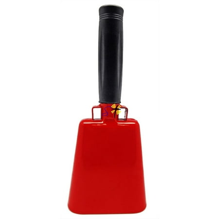 8.6 inch Red Bell Black Handle Cowbell with Stick Grip Handle Used for Cheering at Sporting Events - Cow Bell by Stewart Trading