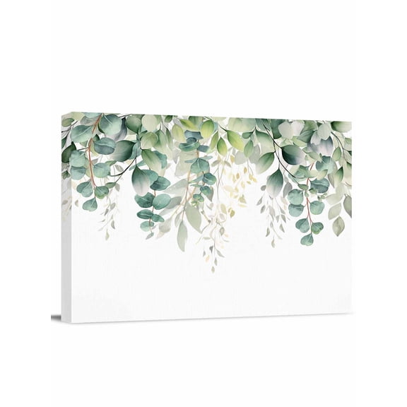 Teal Botanical Wall Art for Living Room,Canvas Picture Wall Decor for Bathroom Bedroom,Sage Green Eucalyptus Leaves Watercolor Painting Artwork for Office Kitchen Hallway Dining Room Decor 12"x16"