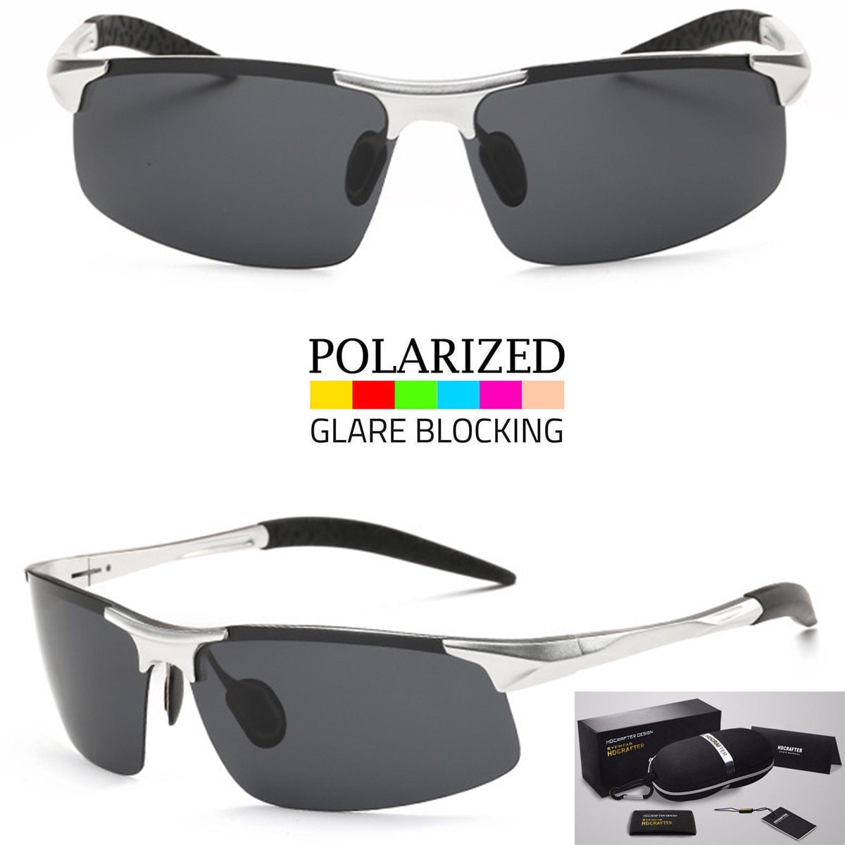 Sunny Shades Black Polarized Wrap Around Men Glasses Outdoor Sport