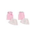 thumbnail image 2 of BemeyourBBs Toddler Baby Girl Golf Outfit Infant Baby Girl Summer Clothes Ribbed Sleeveless Half Button-up Collared Veast Tank Tops and Pleated Skirts Set Toddler Girls 2 Piece Summer Outfit, 2 of 8