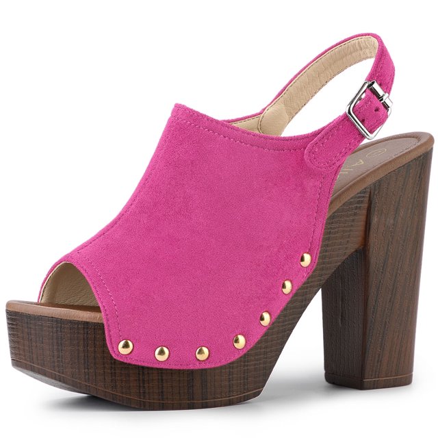 Sandalias Punta Abierta Talón Abierto Plataforma Tacón Grueso Para Mujer Rosa 39